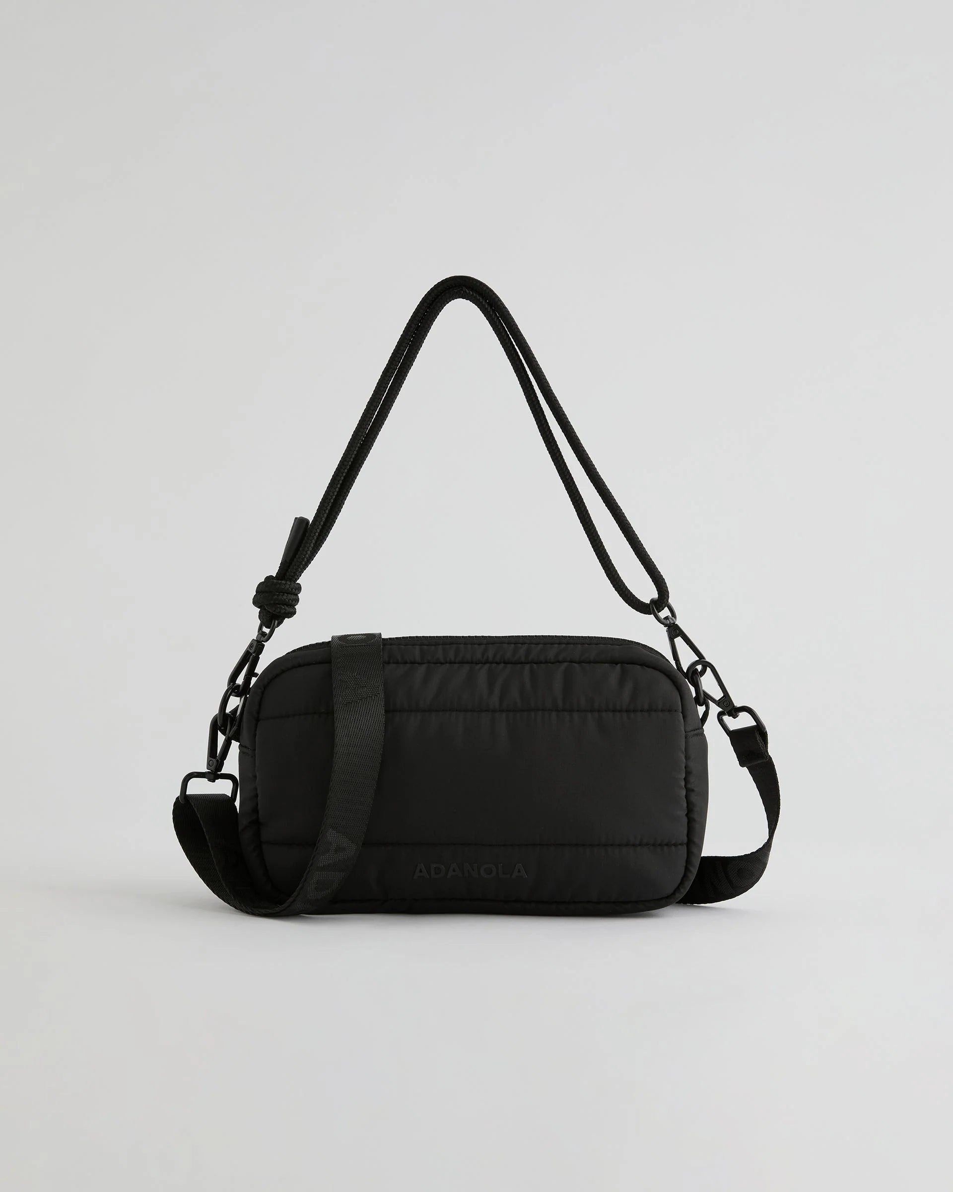 Small Branded Multi-Strap Bag - Black