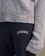 Textured Knit Oversized Sweatshirt - Blue