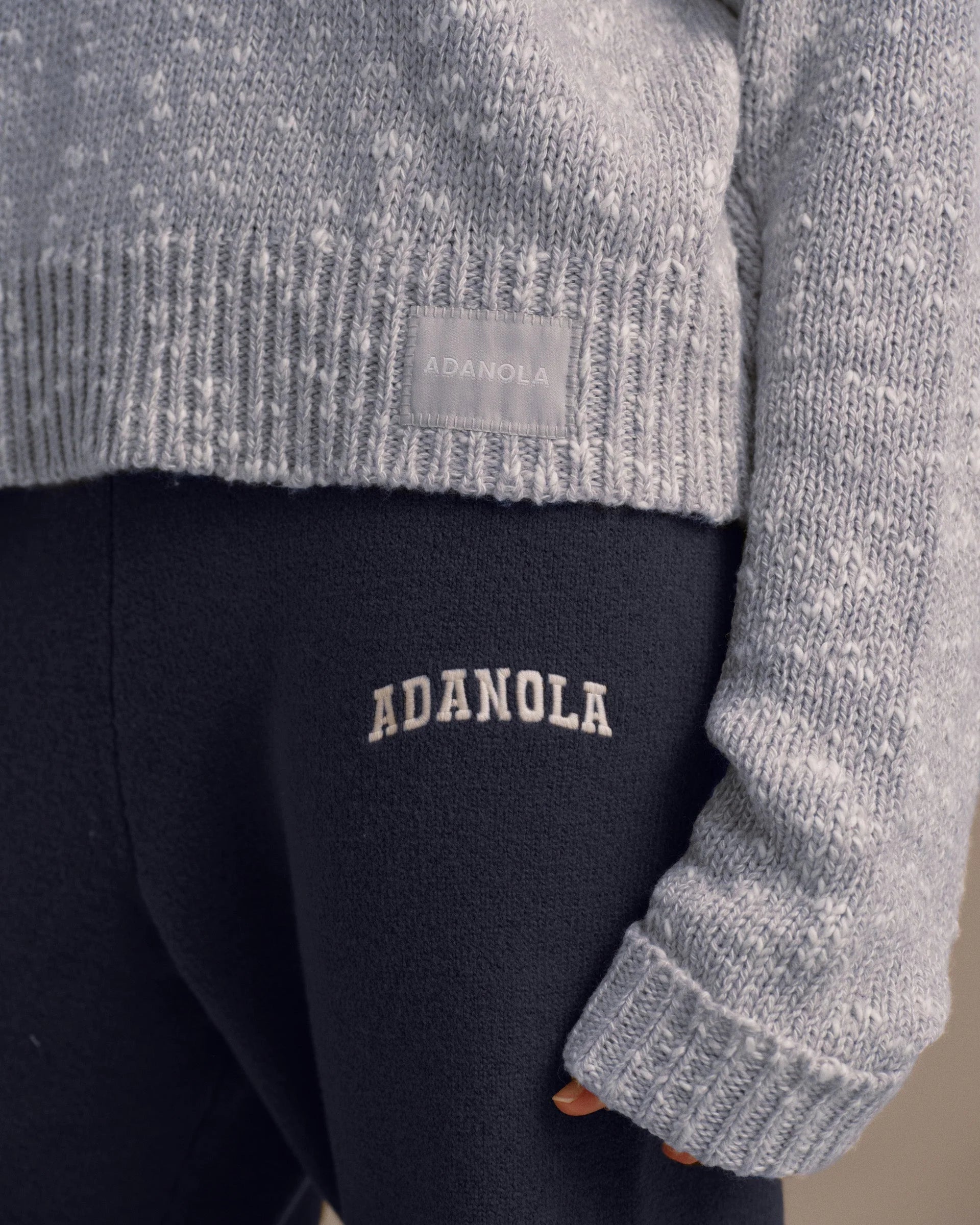 Textured Knit Oversized Sweatshirt - Blue