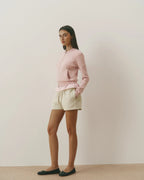 Varsity Knit Zip Through Cardigan - Pink