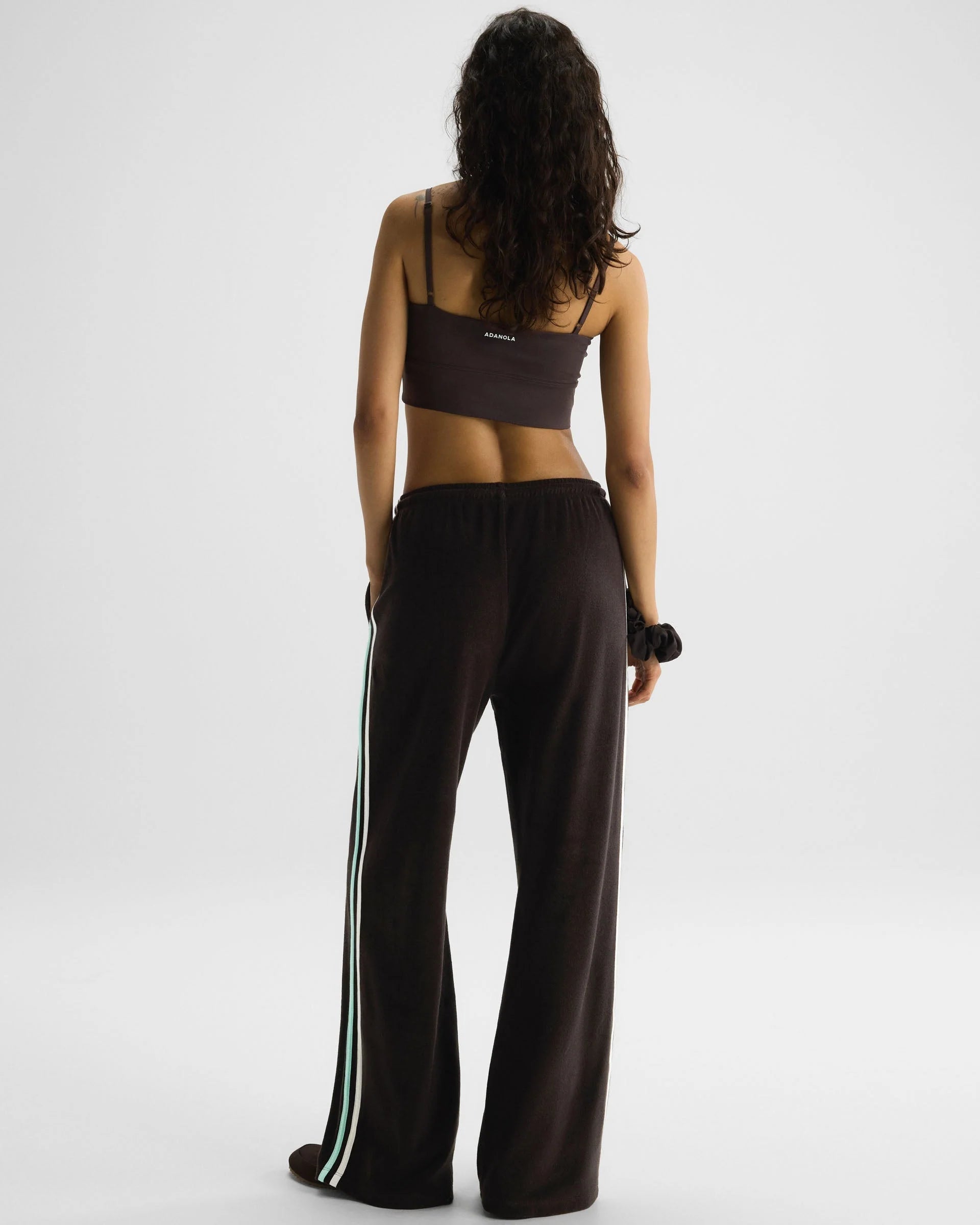 Terry Towelling Straight Leg Trousers - Coffee Bean