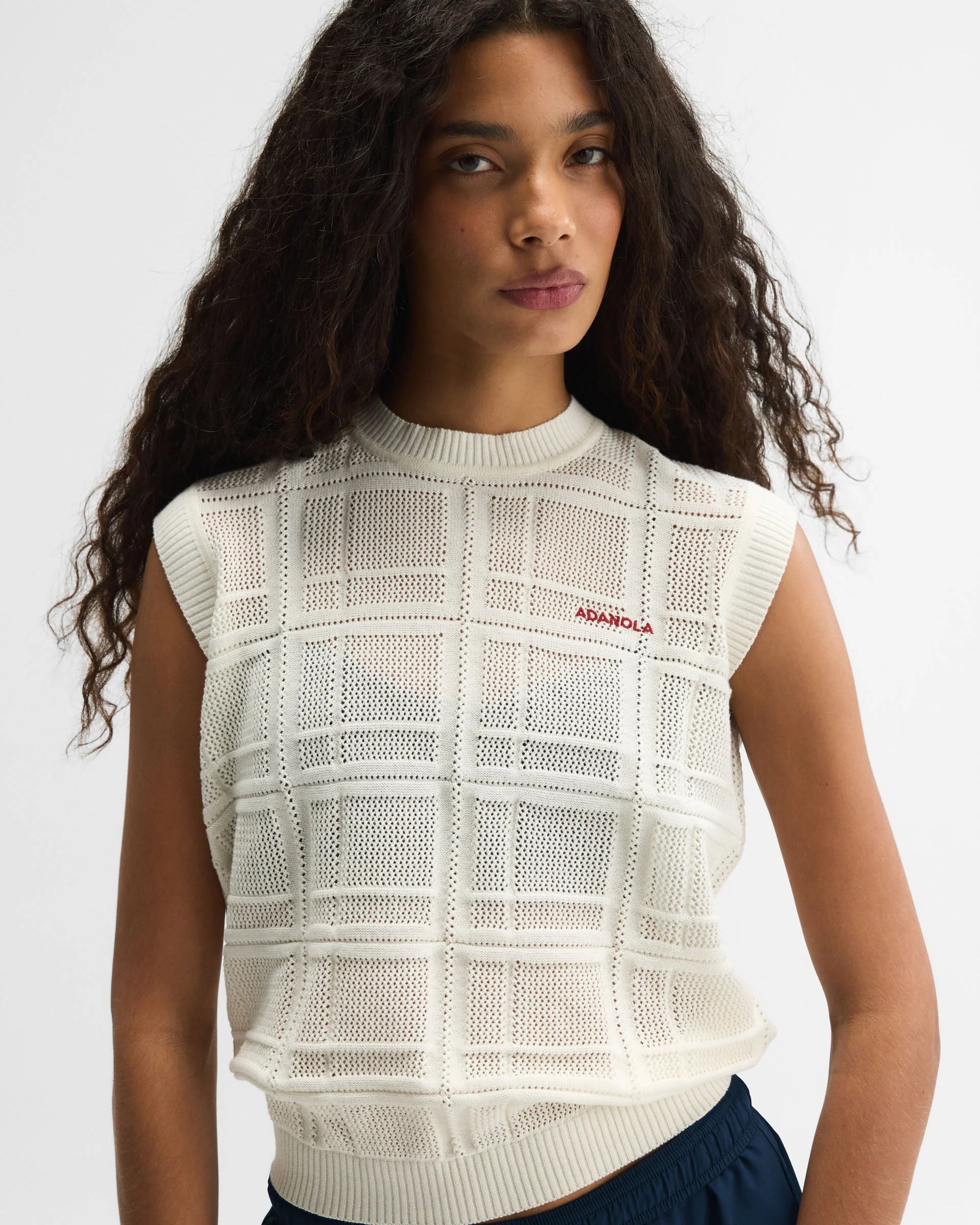 Jaquard Knit Vest Top - Marshmallow White