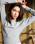 Modal Cinch Hem Sweatshirt - Light Grey Melange