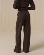 Lightweight Merino Wool Knit Trousers - Coffee Bean