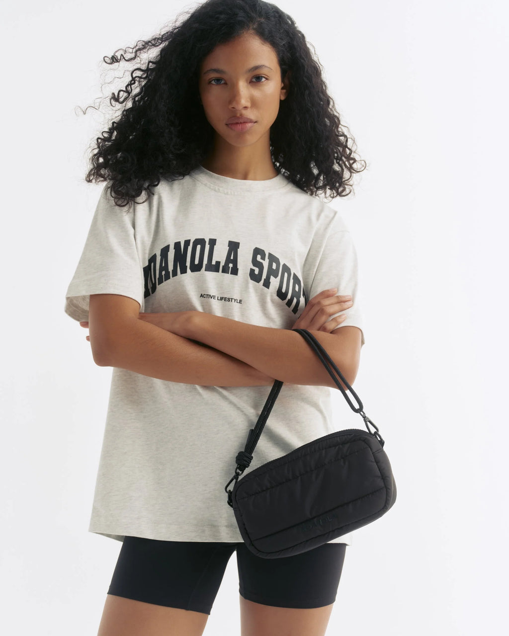 Small Branded Multi-Strap Bag - Black