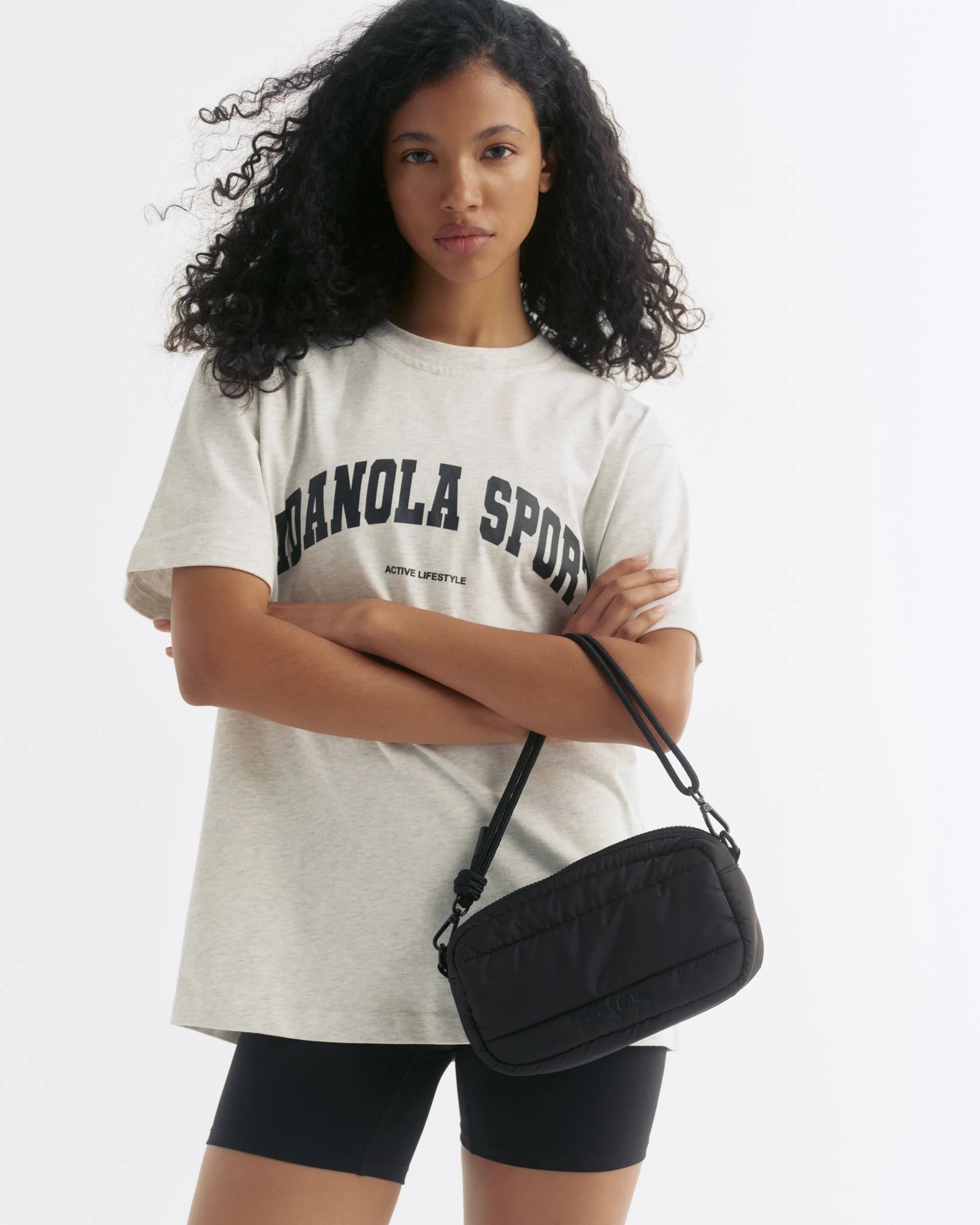 Small Branded Multi-Strap Bag - Black