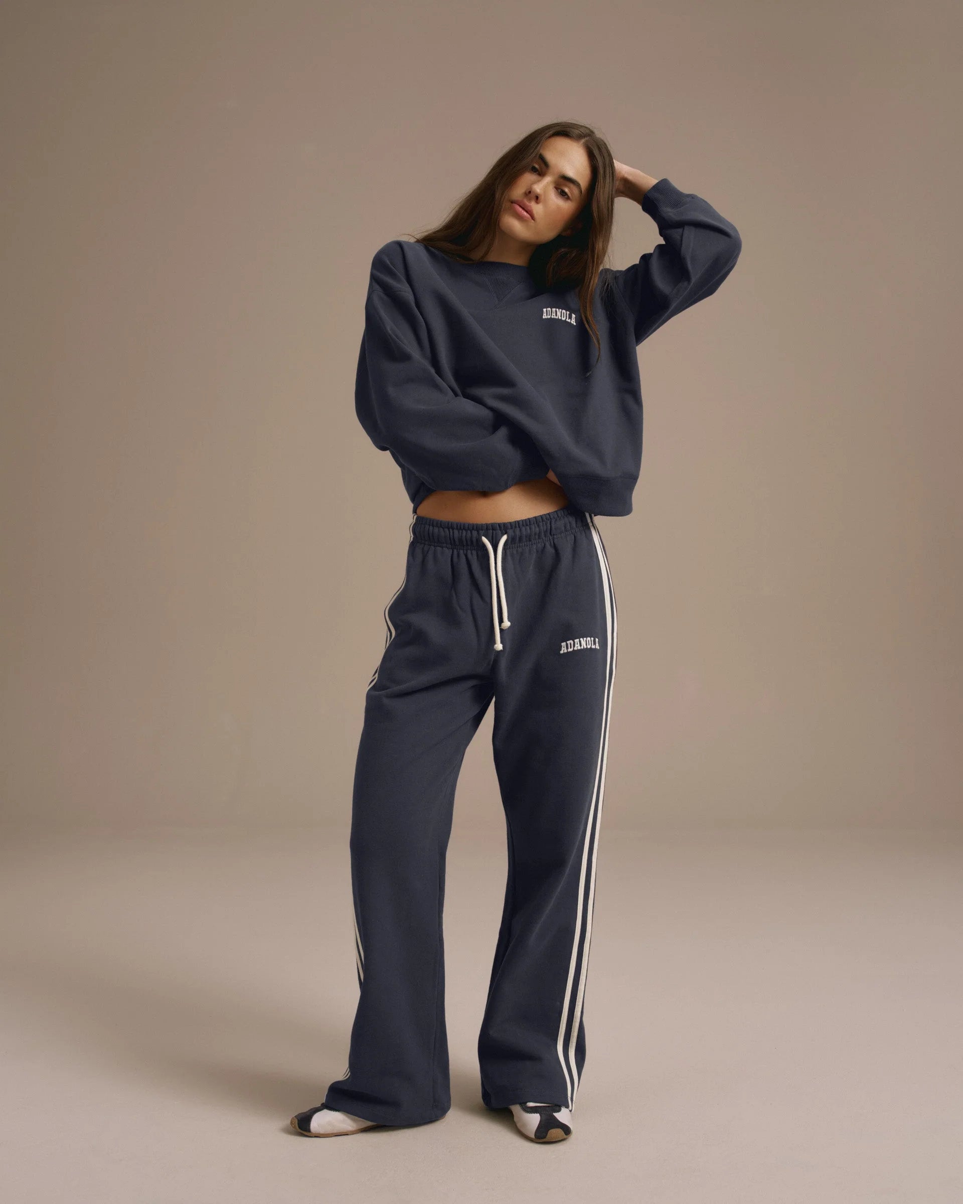 Varsity Loose Fit Sweatshirt - Midnight Blue/Marshmallow White