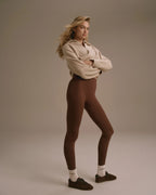 Knit Collared Quarter Zip Sweatshirt - Almond