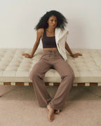 Modal Straight Leg Pants - Dusty Brown