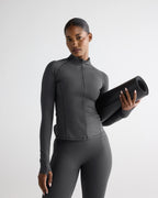 Ultimate Long Sleeve Zip Up Top - Graphite Grey