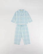 Mini Brushed Checked Pyjamas - Light Blue