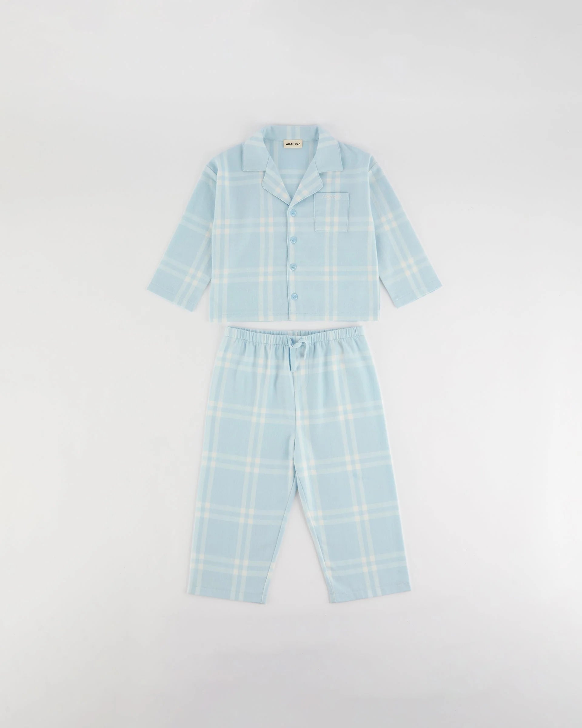 Mini Brushed Checked Pyjamas - Light Blue