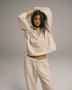 Loopback Henley Hoodie - Oatmeal Melange