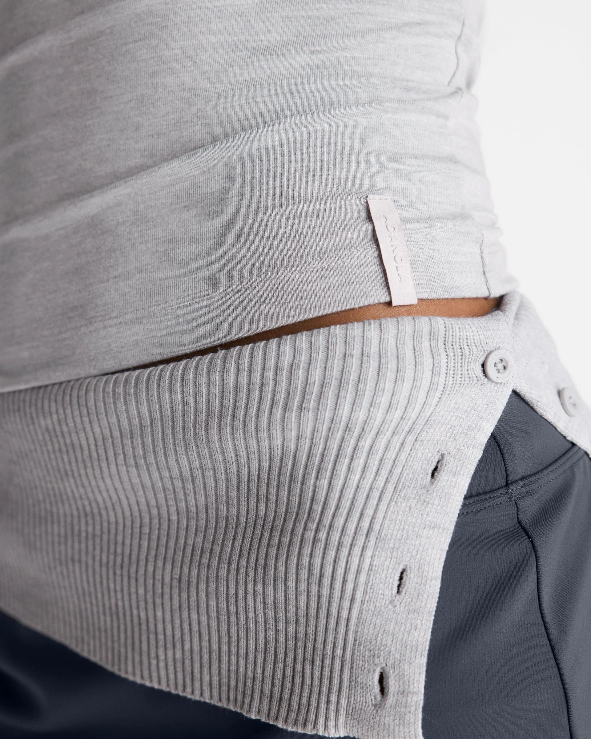 Soft Modal Short Sleeve Top - Light Grey Melange