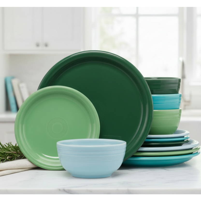 Mixed Aegean Bistro Coupe 12-Piece Dinnerware Set, Service for 4