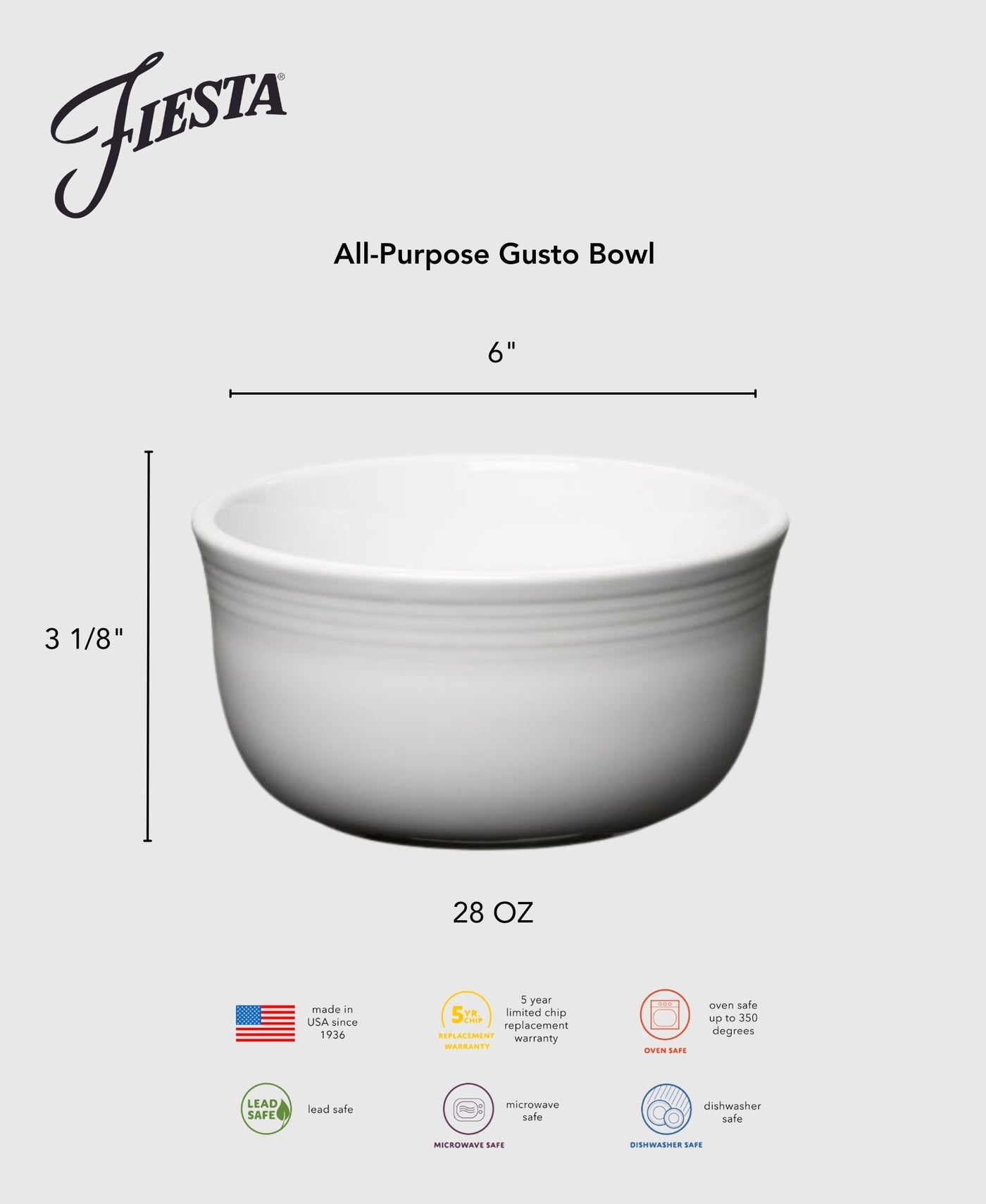 Lavender All-Purpose 6 Inch Gusto Bowl 28 OZ