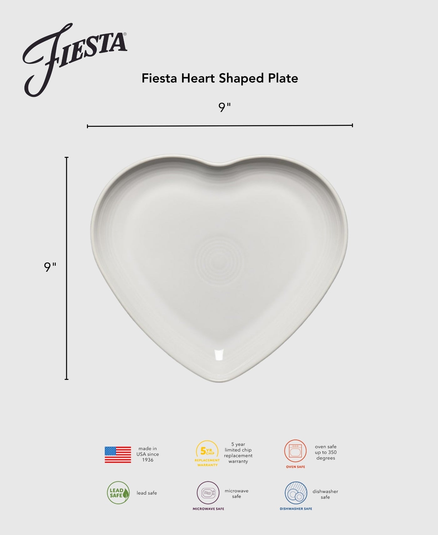 Retired 9 Inch Heart Shaped Plate