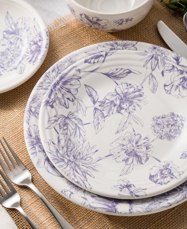 Botanical Floral Lavender Classic Rim 9 Inch Luncheon Plate