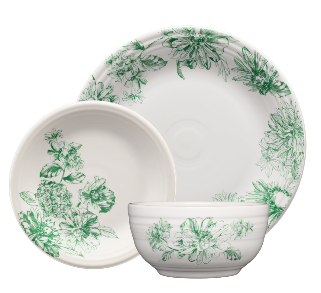 Botanical Floral Jade Bistro Coupe 5 1/2 Inch Cereal Bowl 22 OZ