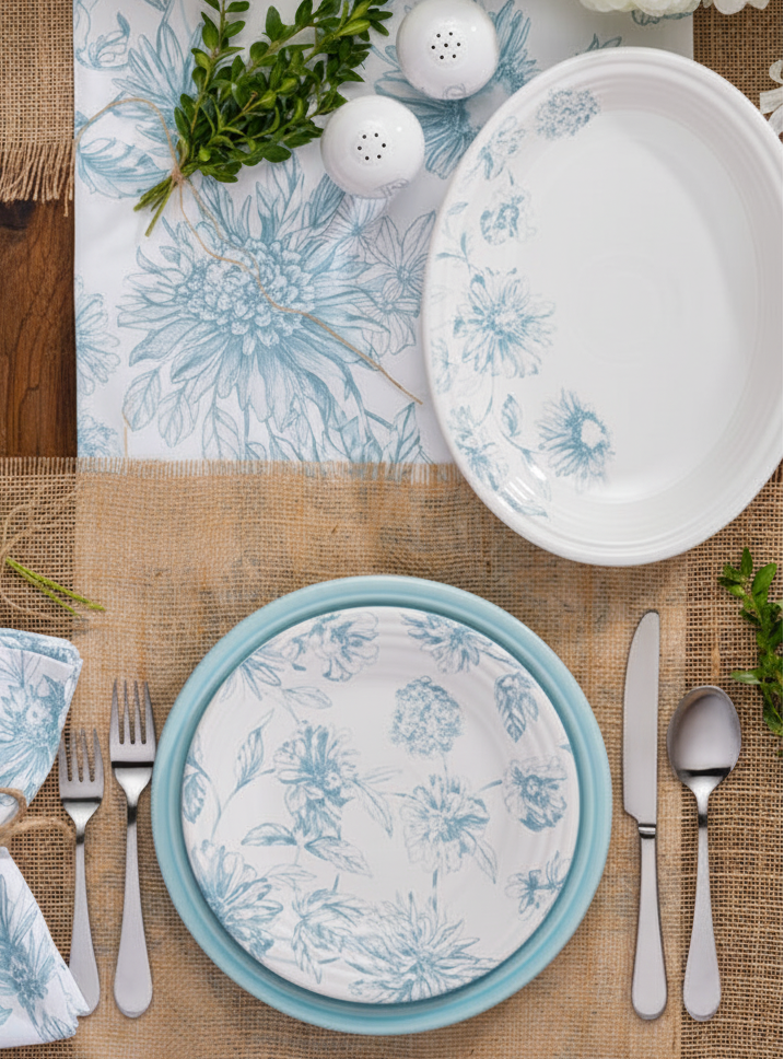 Botanical Floral Sky Classic Rim 9 Inch Luncheon Plate
