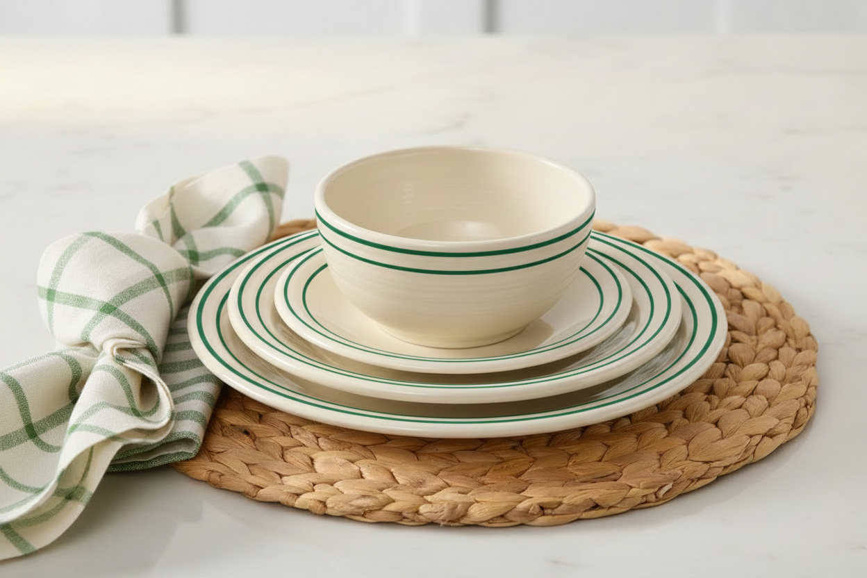 Americana Jade Band Set of 4 Classic Rim 10 1/2-Inch Dinner Plates