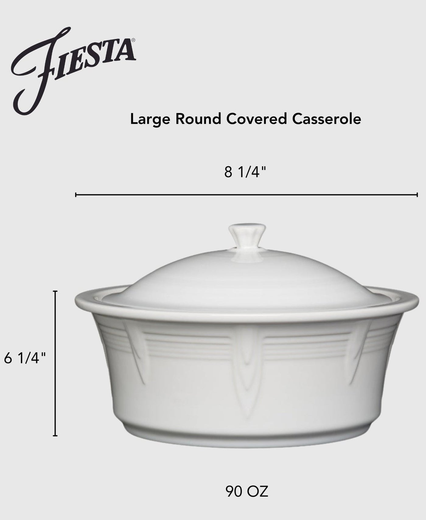 Large 10 Inch Round Covered Casserole 2.8 Quart
