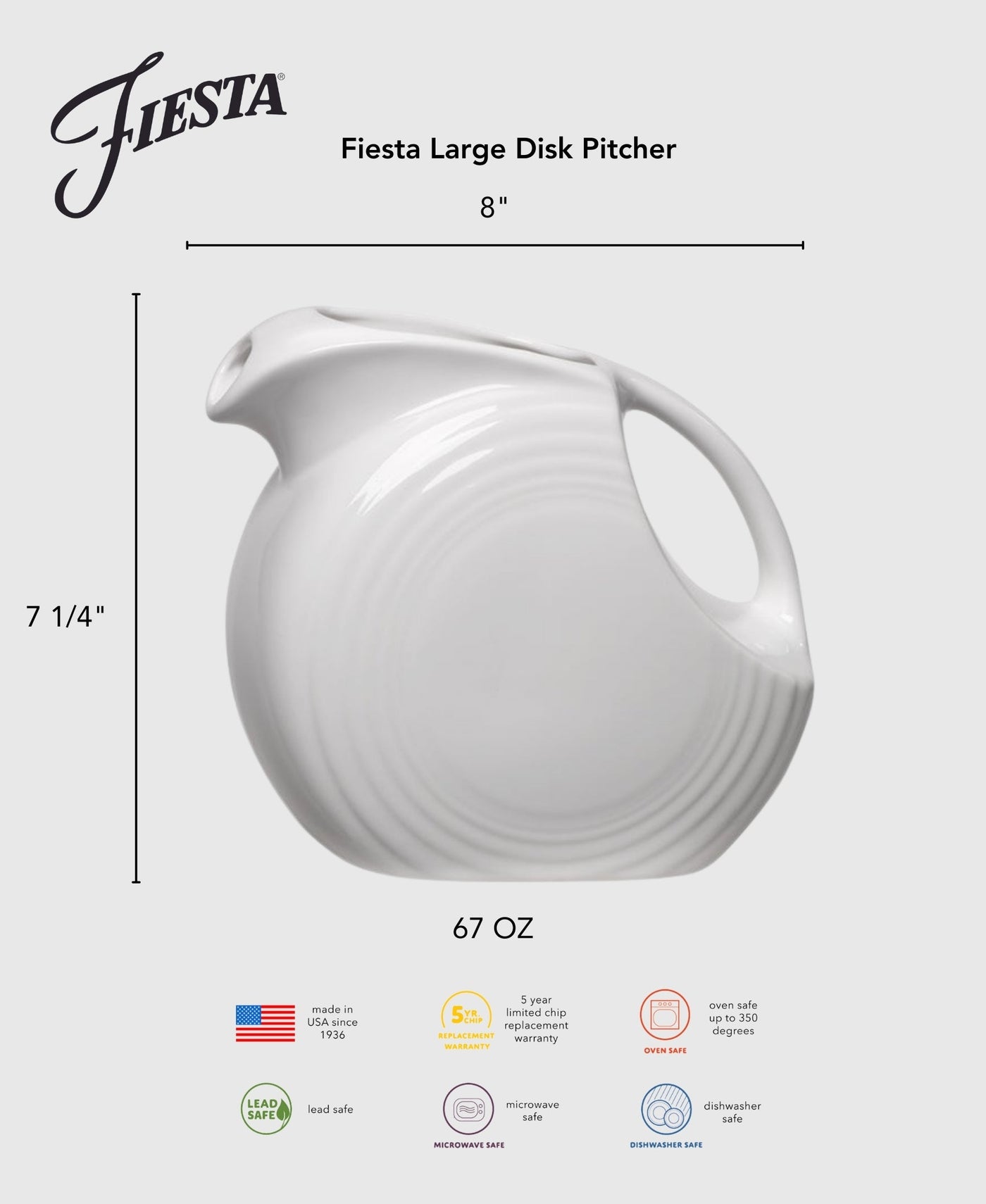 67 OZ Large Disk Pitcher