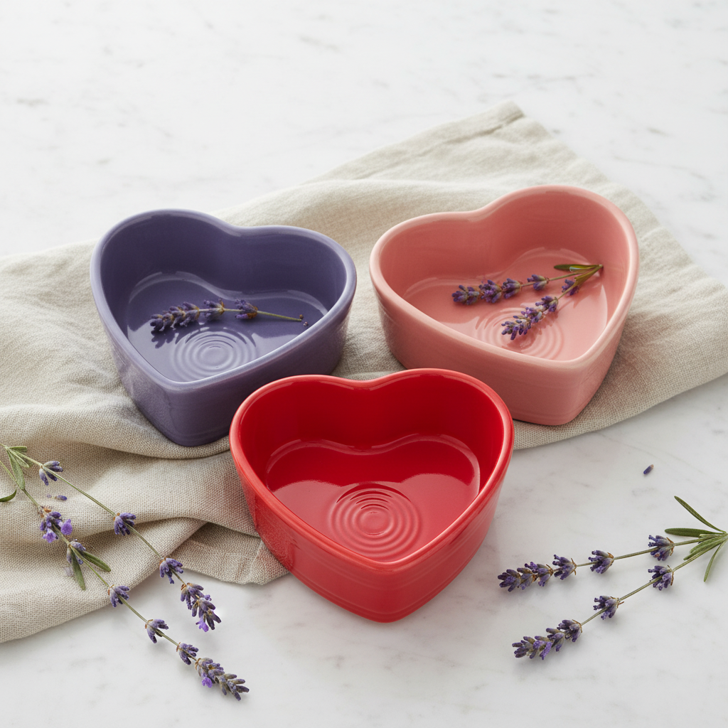 Lavender 7 OZ Heart Shaped Ramekin 4 1/2 Inch
