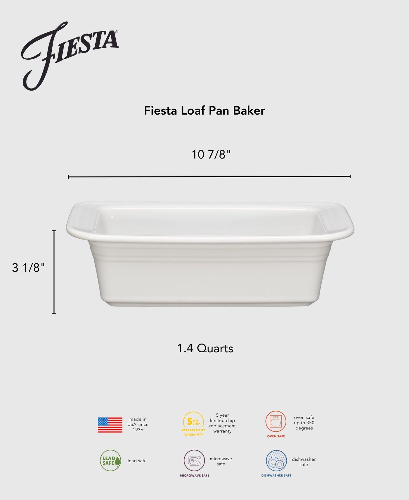 10 3/4 Inch x 5 3/4 Inch Loaf Pan Baker 1.4 Quarts