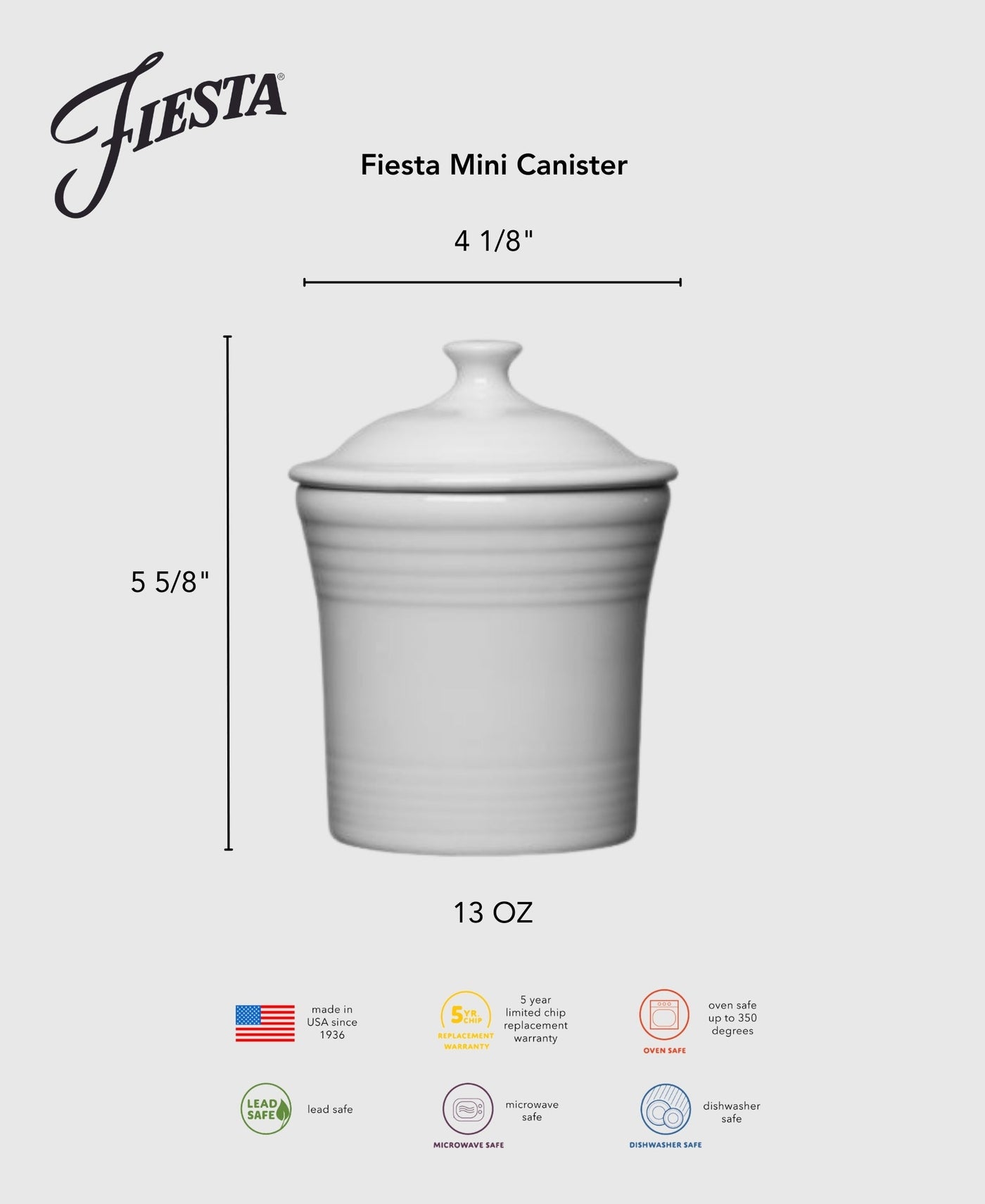 Retired 13 OZ Mini Canister 5 5/8 Inch