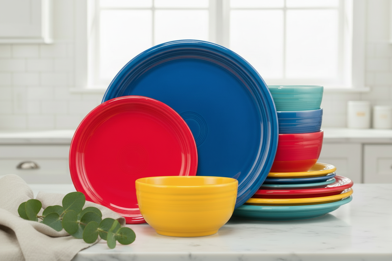 Mixed Vibrant Bistro Coupe 12-Piece Dinnerware Set, Service for 4