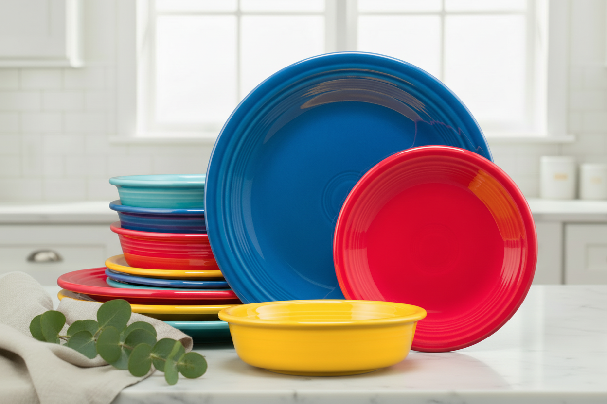 Mixed Vibrant Classic Rim 12-Piece Dinnerware Set, Service for 4
