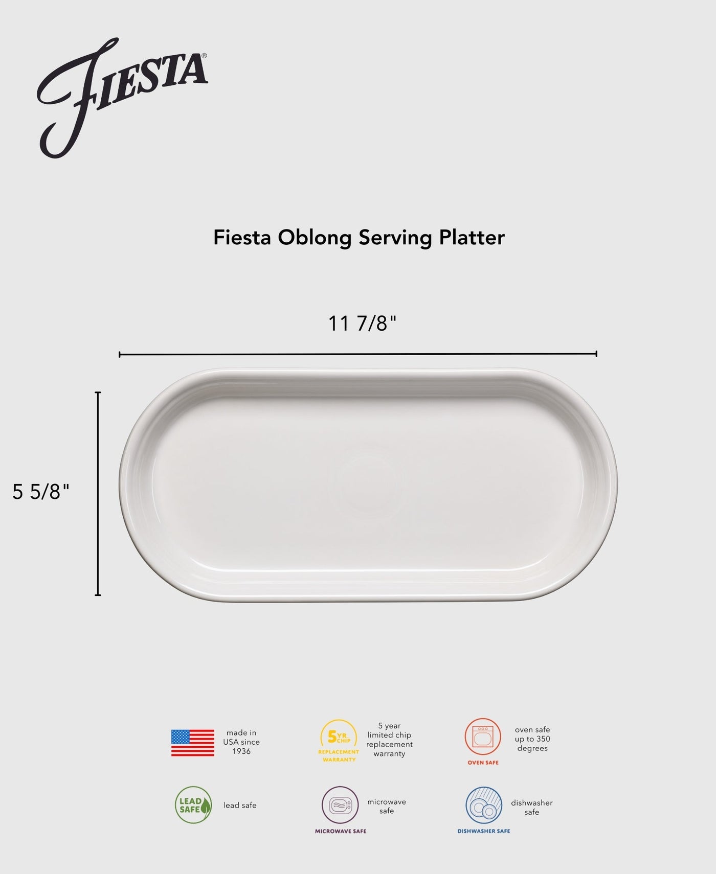 Lavender 11 7/8 Inch Oblong Serving Platter
