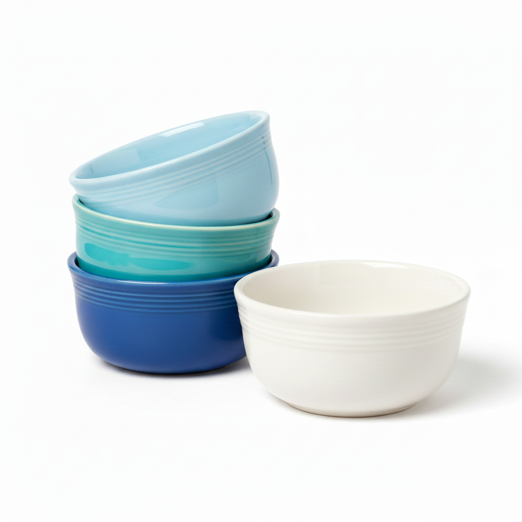 Mixed Coastal Blues All-Purpose 6-Inch 28OZ Gusto Bowls, Set of 4