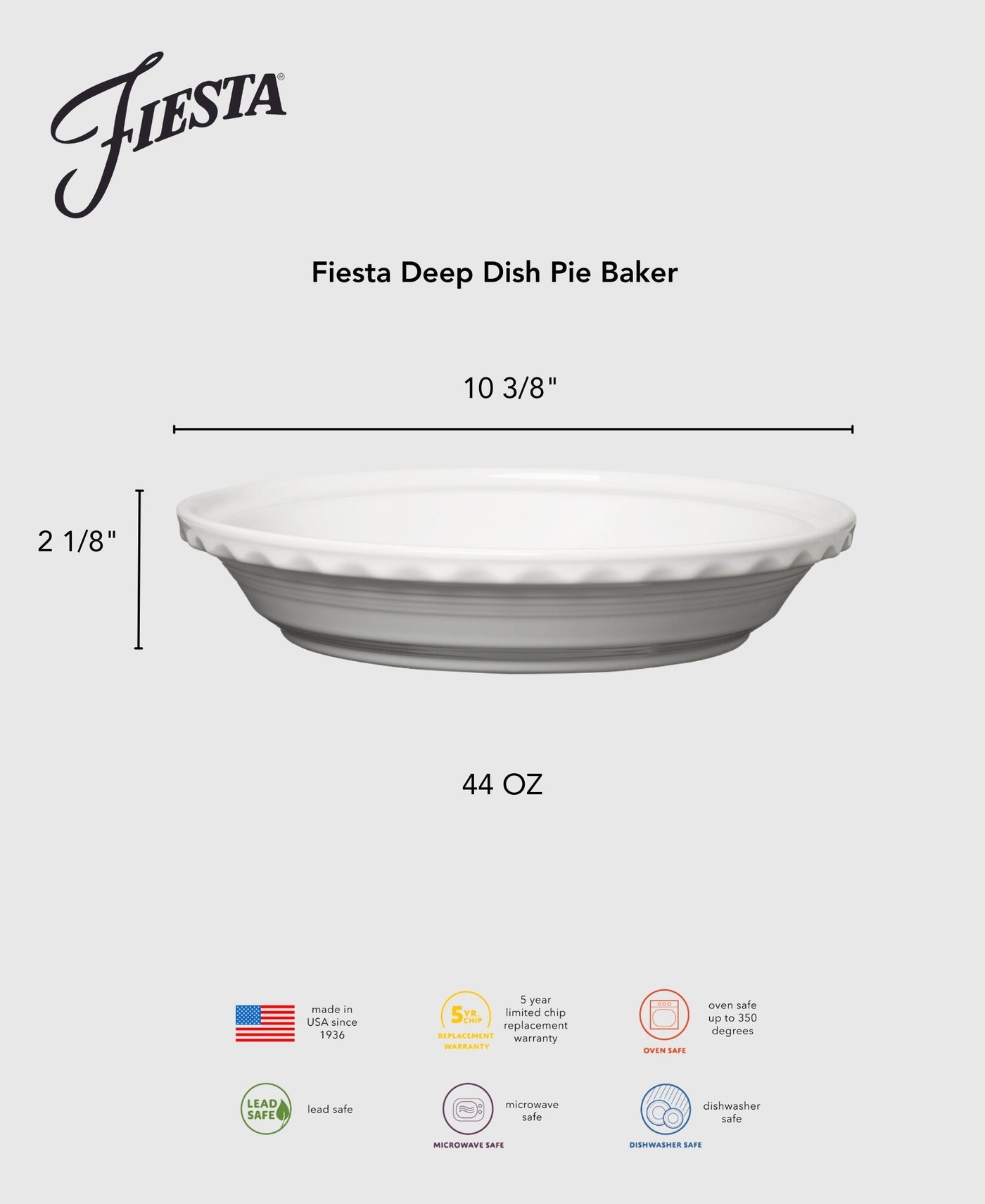 10 1/4 Inch Deep Dish Pie Baker 44OZ