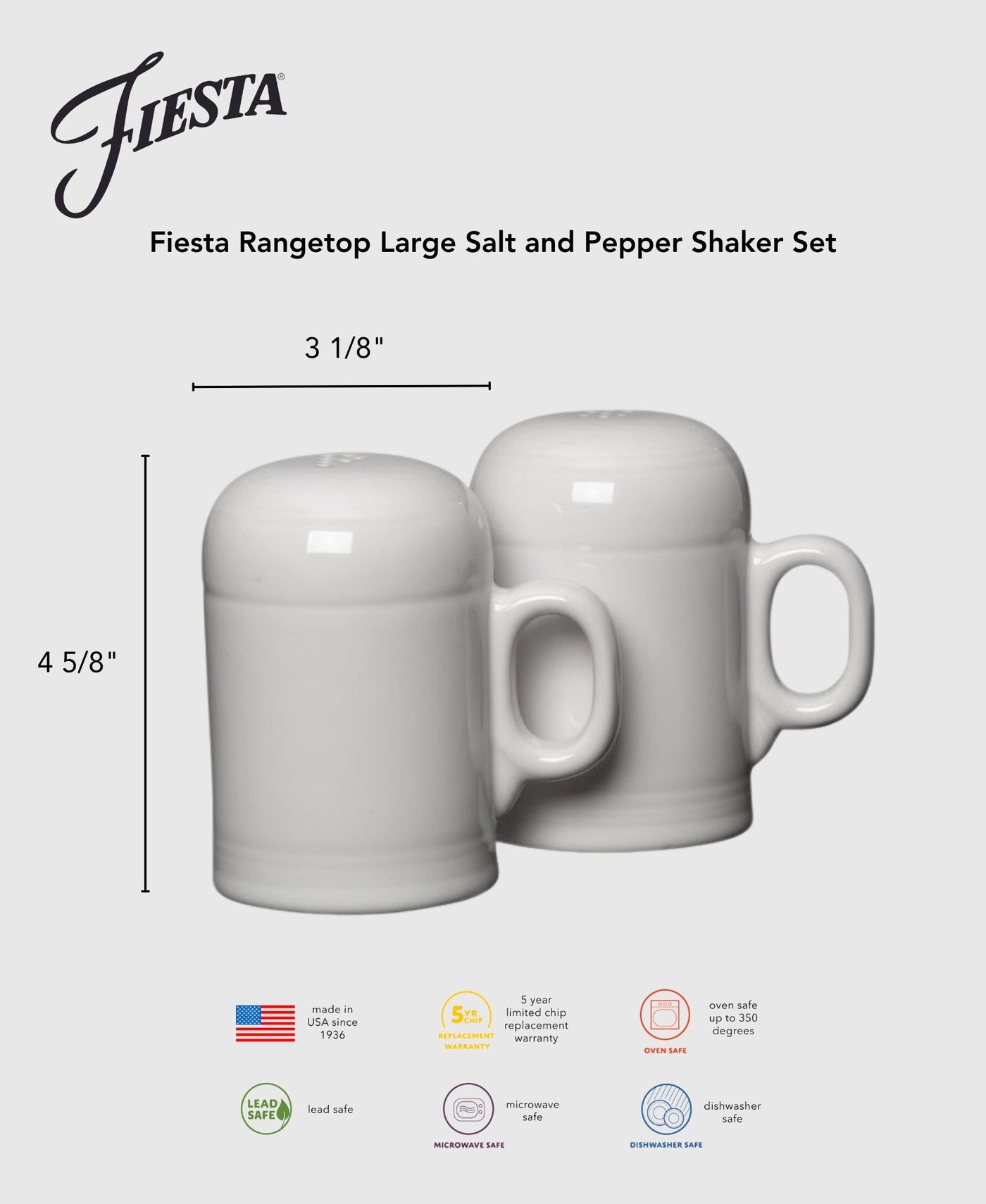 4 5/8 Inch Rangetop Large Salt and Pepper Shaker Set