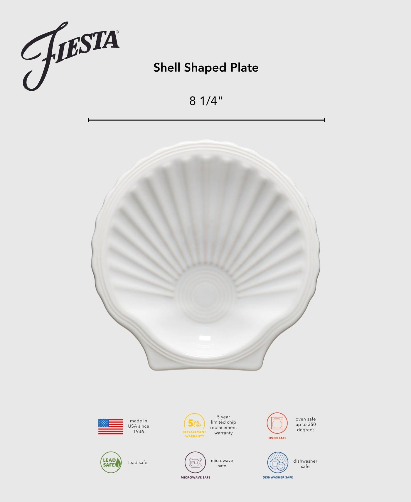 Retired Shell Shaped Plate 8 1/4 Inch
