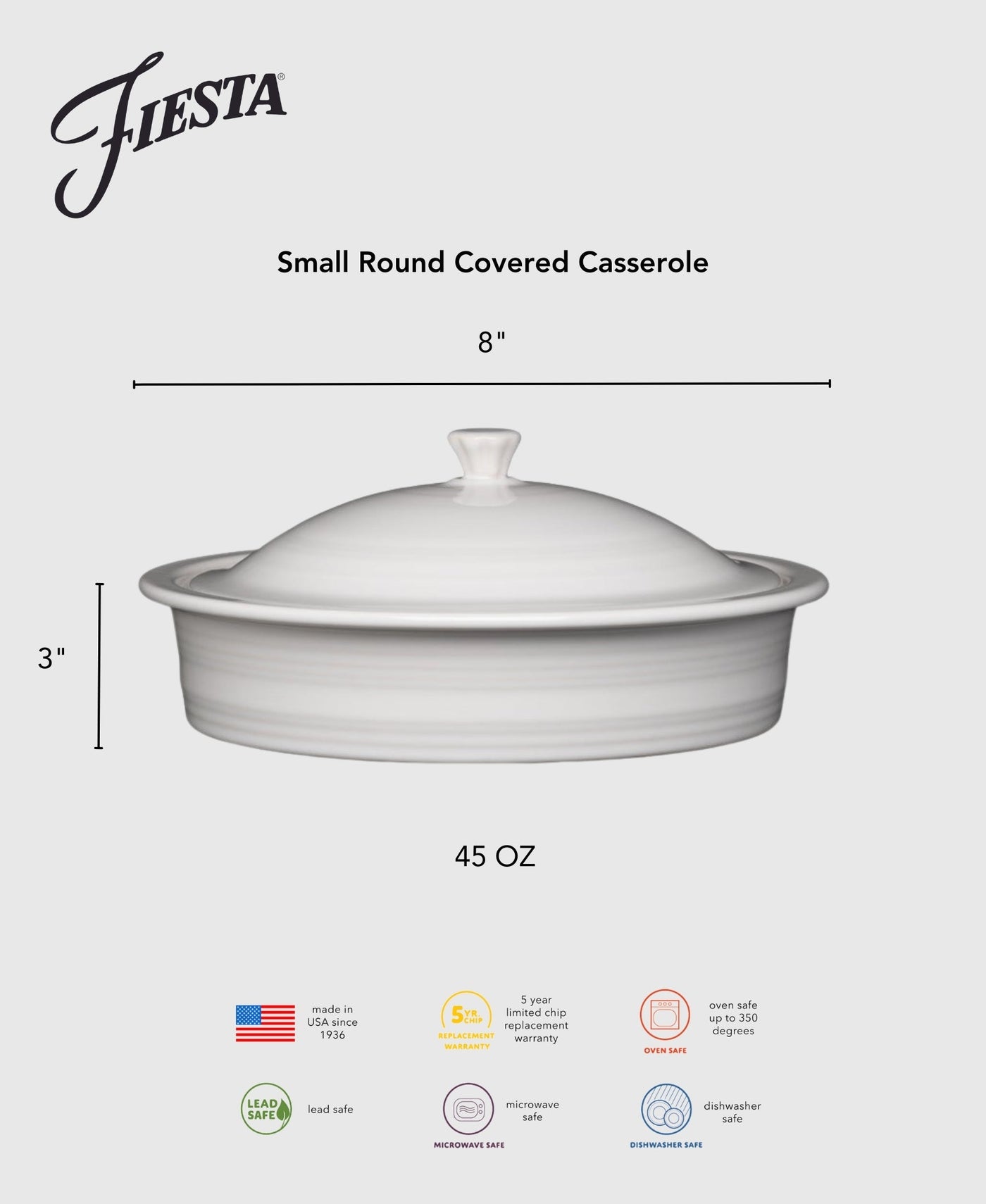 Retired Small 10 Inch Round Covered Casserole 1.4 Quart