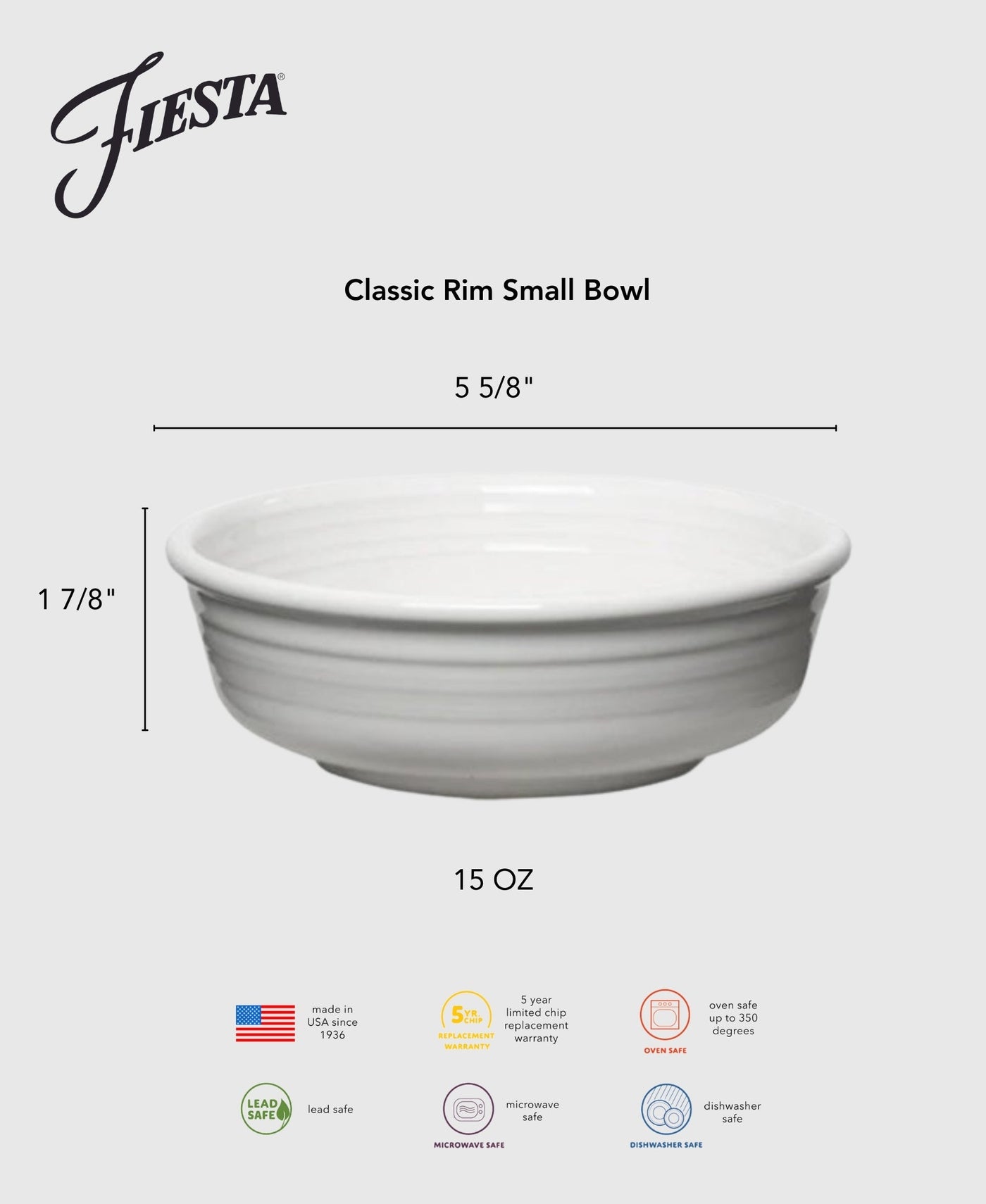 Classic Rim 5 5/8 Inch Small Bowl 15 OZ