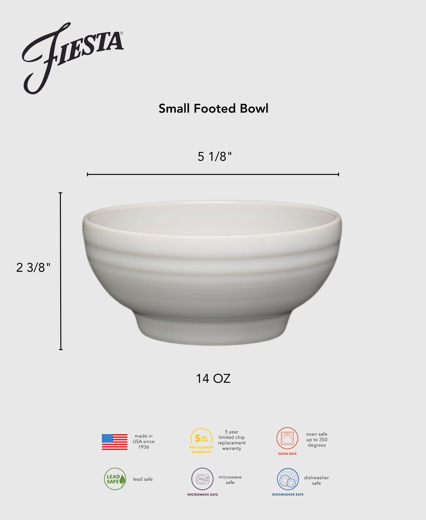 Retired Small 5 1/8 Inch Footed Bowl 14 OZ