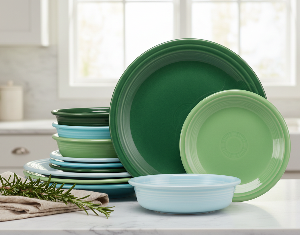 Mixed Aegean Classic Rim 12-Piece Dinnerware Set, Service for 4