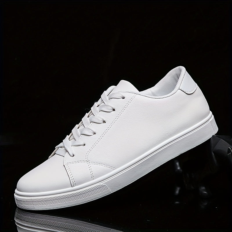 Men's Lace-up Sneakers, PU Leather Skate Shoes With Good Grip, Breathable And Easy To Clean