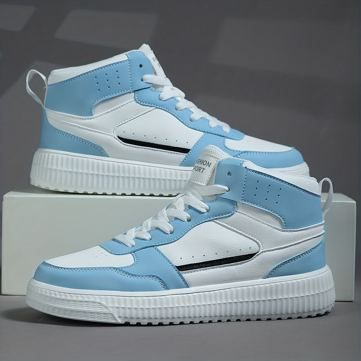 Men's High Top Skate Shoes With Good Grip, Lace-up Sneakers, Men's Footwear