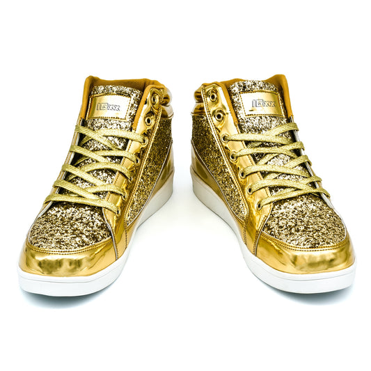 Men's High Top Sequin Shoes, Fashion Shiny Casual Sneakers For Parties & Discos, Golden\u002FSilver