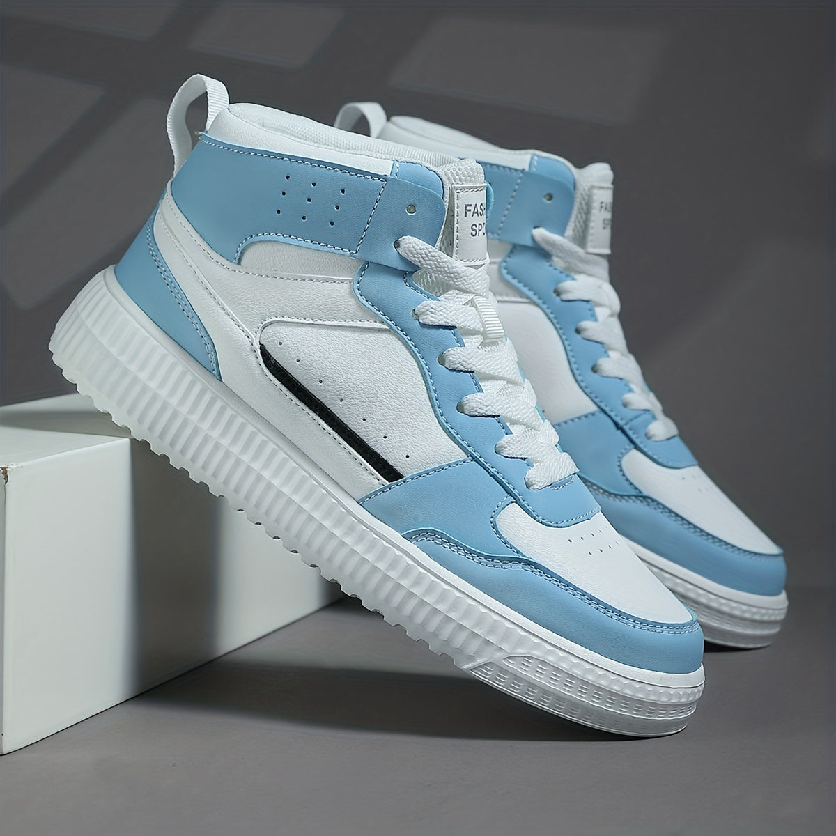 Men's High Top Skate Shoes With Good Grip, Lace-up Sneakers, Men's Footwear
