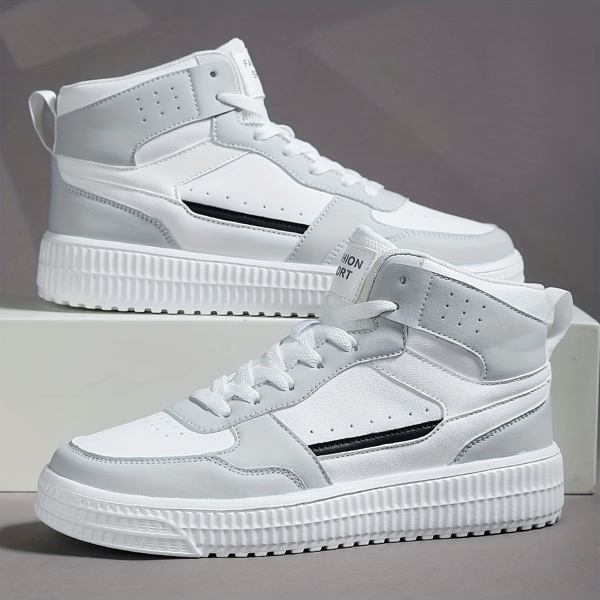 Men's High Top Skate Shoes With Good Grip, Lace-up Sneakers, Men's Footwear