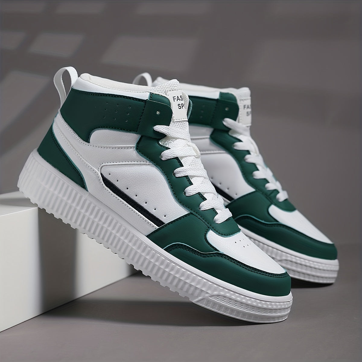 Men's High Top Skate Shoes With Good Grip, Lace-up Sneakers, Men's Footwear