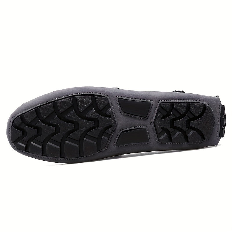 Men's Loafer Shoes With Metallic Decor, Comfy Non-slip Slip On Driving Shoes, Men's Shoes, Spring And Summer