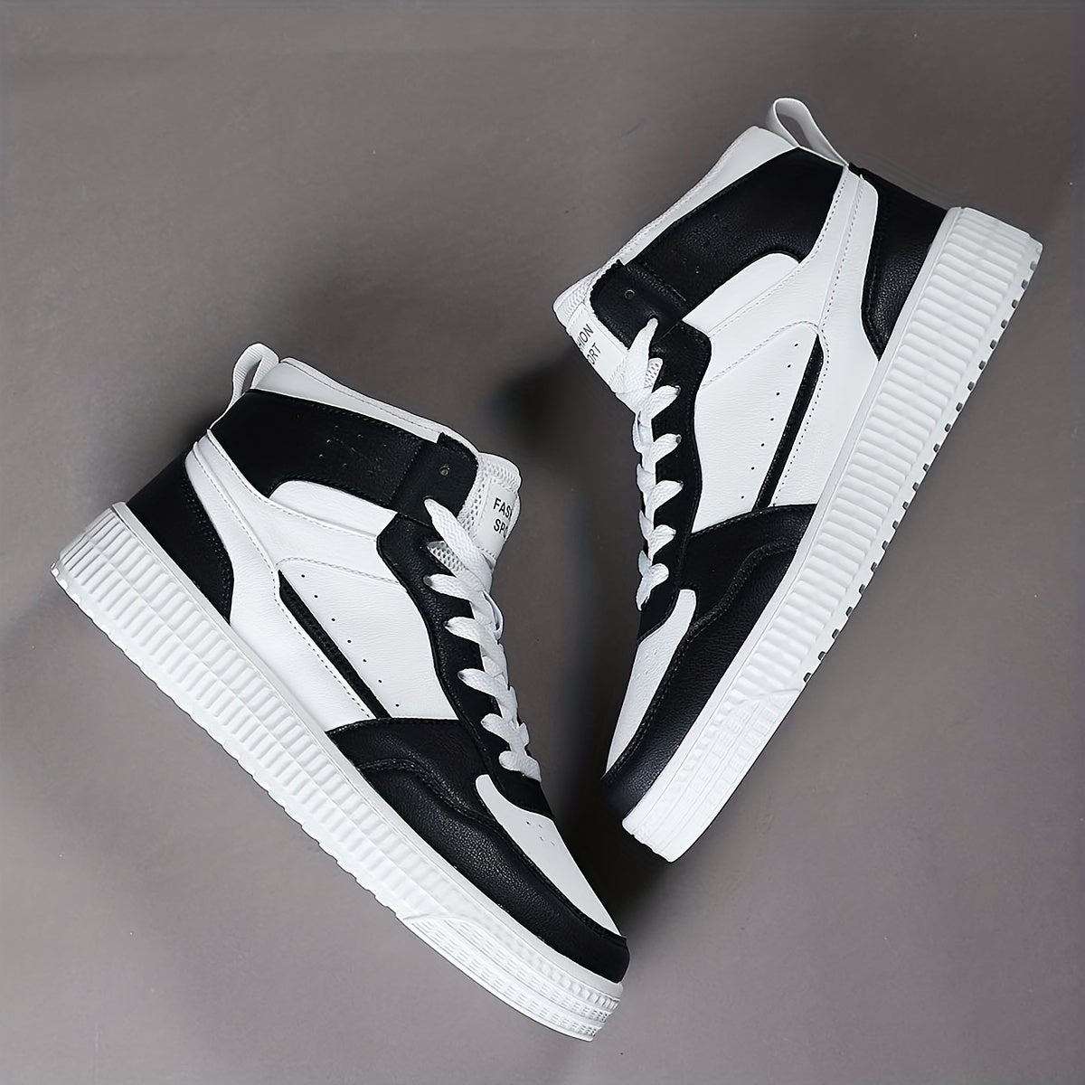 Men's High Top Skate Shoes With Good Grip, Lace-up Sneakers, Men's Footwear