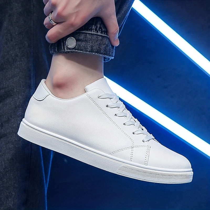 Men's Lace-up Sneakers, PU Leather Skate Shoes With Good Grip, Breathable And Easy To Clean